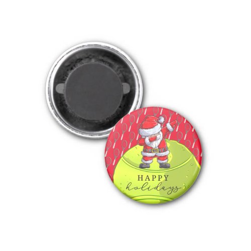 Tennis Christmas with Ball and Racket  Santa Claus Magnet
