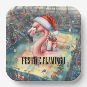 Tennis Christmas with Flamingo themed Paper Plates