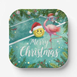 Tennis Christmas with Flamingo themed Paper Plates