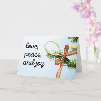 Tennis Christmas with racket and ball on tree Card