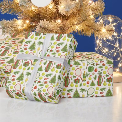 Tennis Christmas with Racket and Ball Wrapping Paper