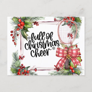 Tennis Christmas with Racket watercolor Holiday Postcard