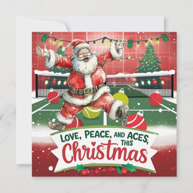Tennis Christmas with Sabta and tennis ball  Holiday Card (Front)