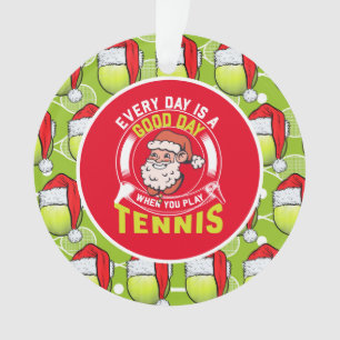Tennis Christmas with Santa Claus and racket Ornament