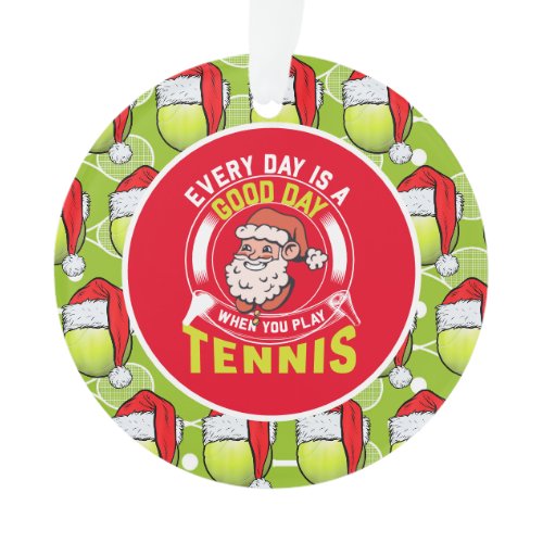 Tennis  Christmas with Santa Claus and racket  Ornament