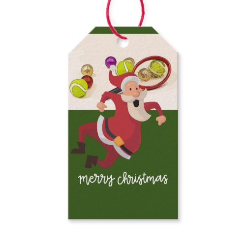 Tennis Christmas with Santa Claus Ball Racket  Gift Tags
