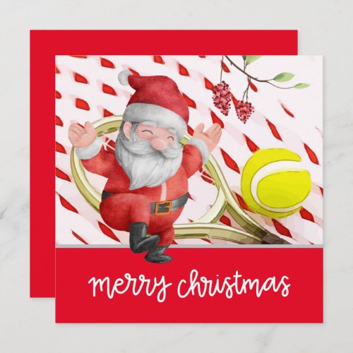 Tennis Christmas with Santa Claus for PLAYER  Holiday Card