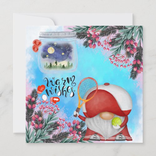 Tennis Christmas with Santa Claus for players  Holiday Card