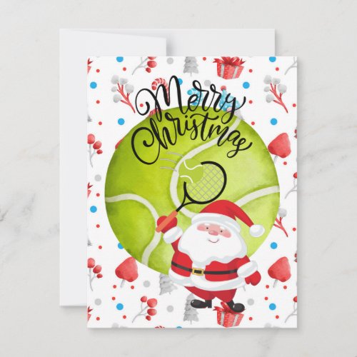 Tennis Christmas with Santa Claus  Holiday Card