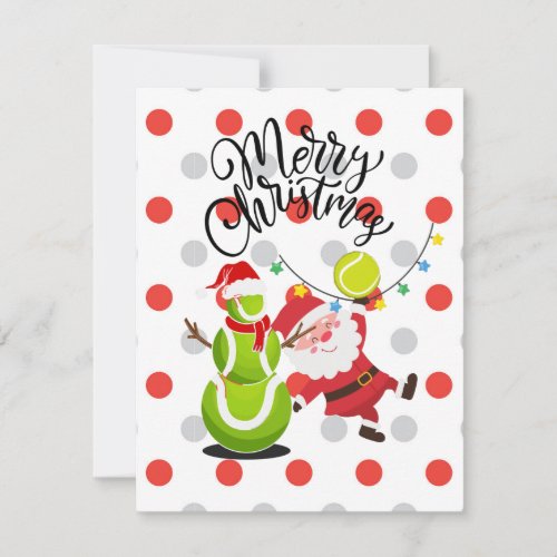 Tennis Christmas with Santa Claus   Holiday Card