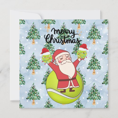 Tennis Christmas with Santa Claus  Holiday Card