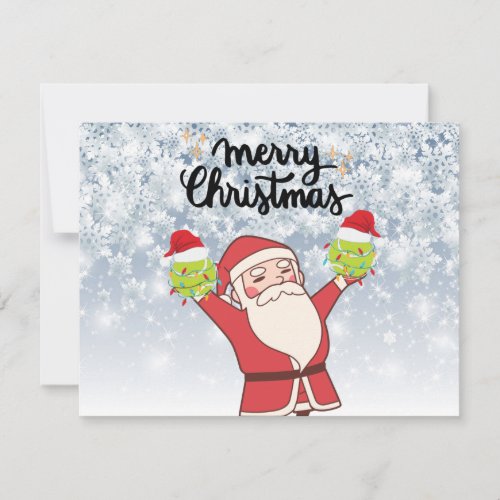 Tennis Christmas with Santa Claus   Holiday Card