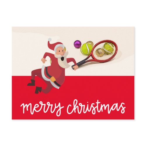 Tennis Christmas with Santa Claus  Holiday Postcard