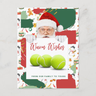 Tennis Christmas with Santa Claus Holiday Postcard