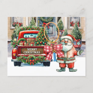 Tennis Christmas with Santa Claus Holiday Postcard