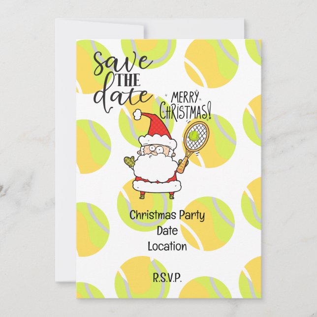 Tennis Christmas with Santa Claus  Invitation (Front)