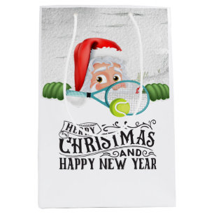 Tennis Christmas with Santa CLAUS  Medium Gift Bag