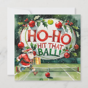 Tennis Christmas with Santa Claus on the court Holiday Card