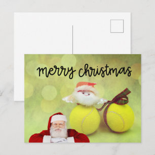 Tennis Christmas with Santa Claus Postcard