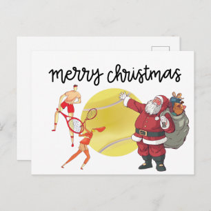 Tennis Christmas with Santa Claus Postcard
