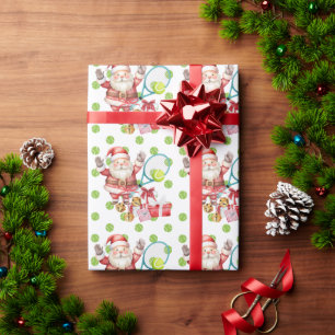 Tennis Christmas with Santa CLAUS  Wrapping Paper