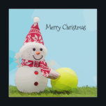 Tennis Christmas with Snowman and Tennis ball Card<br><div class="desc">Tennis Christmas with Snowman and Tennis ball Card</div>