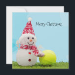 Tennis Christmas with Snowman and Tennis ball Card<br><div class="desc">Tennis Christmas with Snowman and Tennis ball Card</div>