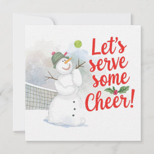 Tennis Christmas With Snowman Festive Holiday Card