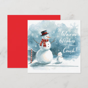 Tennis Christmas With Snowman Festive Holiday Card