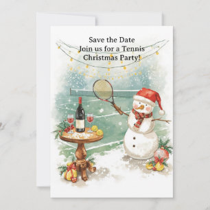Tennis Christmas with Snowman Invitation
