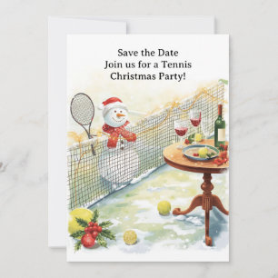 Tennis Christmas with Snowman Invitation