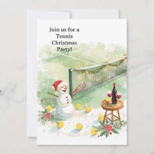 Tennis Christmas with Snowman Invitation