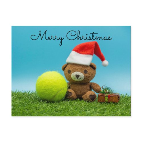 Tennis Christmas with teddy bear &amp;  gifts ornament Postcard