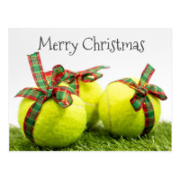 Tennis Christmas with Tennis ball and gifts Postcard