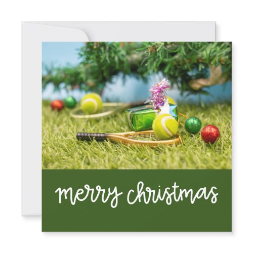 Tennis Christmas with tennis ball and ornaments  Holiday Card