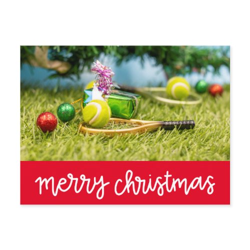 Tennis Christmas with tennis ball and ornaments   Holiday Postcard