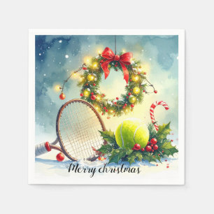 Tennis Christmas with tennis ball and racket Napkins