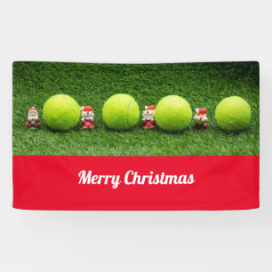 Tennis Christmas with tennis ball and Santa Claus Banner