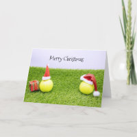 Tennis Christmas with tennis ball and Santa hat Holiday Card