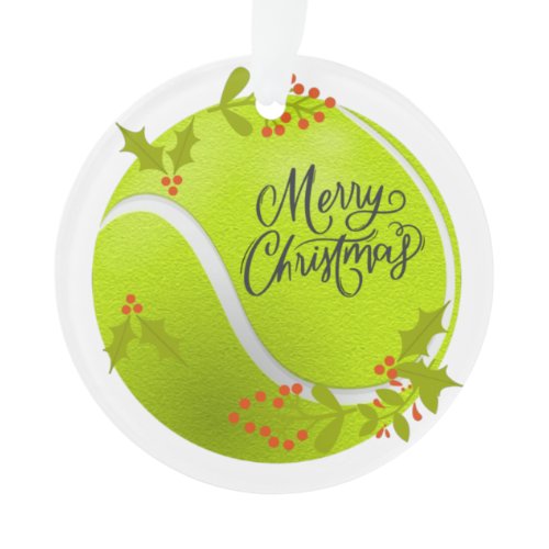 Tennis Christmas with tennis ball and Santa   Ornament