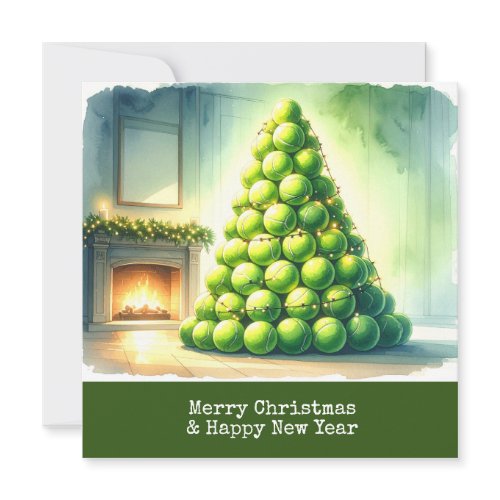 Tennis Christmas with tennis ball Christmas tree Holiday Card
