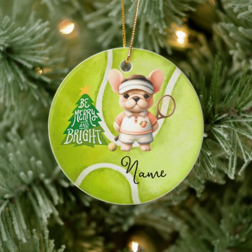 Tennis Christmas with tennis ball for boy player Ceramic Ornament