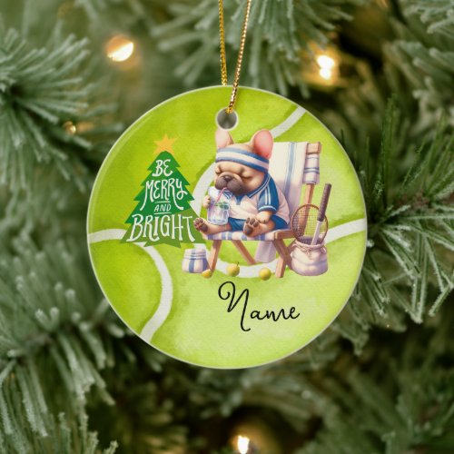 Tennis Christmas with tennis ball for boy player Ceramic Ornament