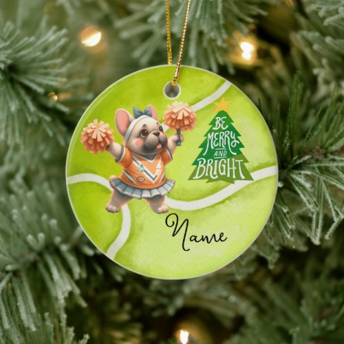 Tennis Christmas with tennis ball for girl player  Ceramic Ornament