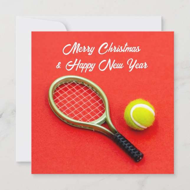 Tennis Christmas with tennis ball for player  Holiday Card (Front)