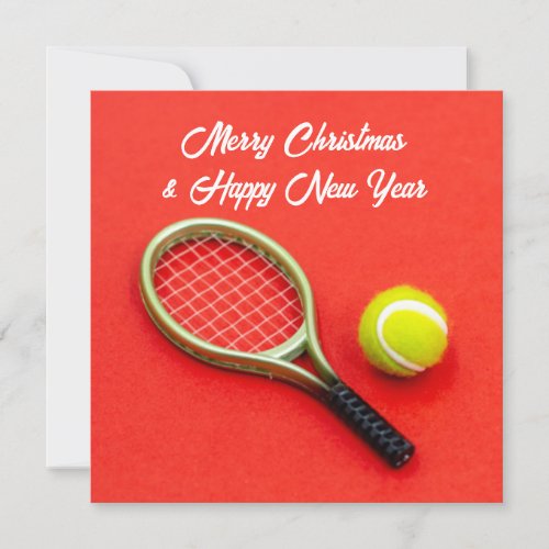 Tennis Christmas with tennis ball for player  Holiday Card