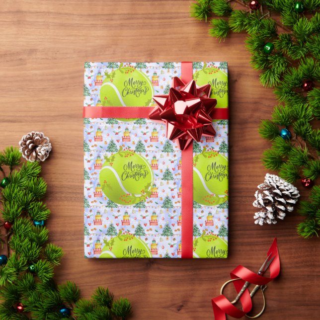 Tennis Christmas with tennis ball for player  Wrapping Paper (Holiday Gift)