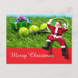 Tennis Christmas with tennis ball gift ornament H Holiday Postcard