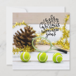 Tennis Christmas with tennis ball Holiday Card