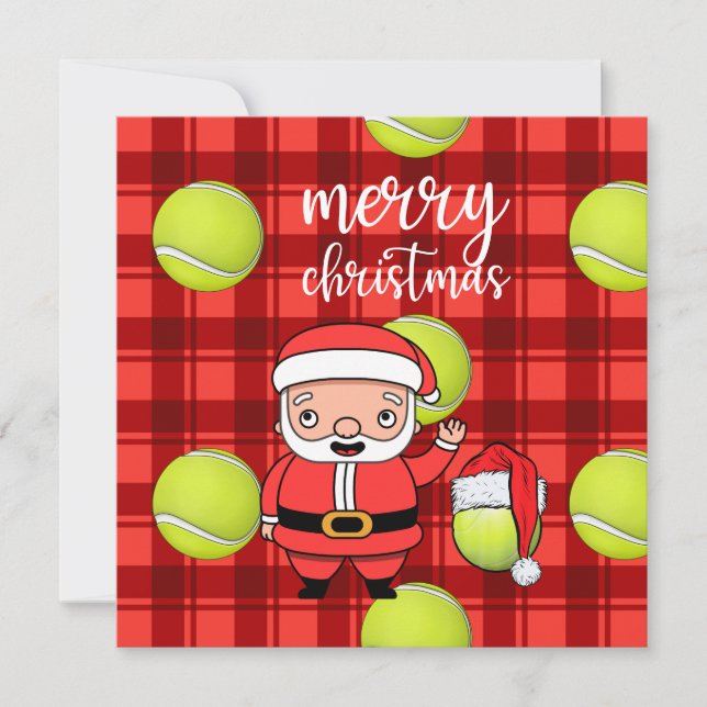 Tennis Christmas with tennis ball Santa Claus  Car Card (Front)